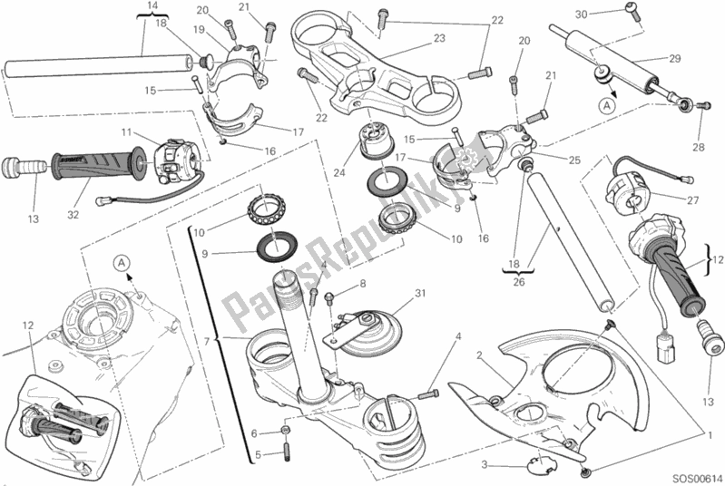 Toutes les pièces pour le Semimanubri - Ammortizzatore Di Sterzo du Ducati Superbike 1199 Panigale ABS USA 2014